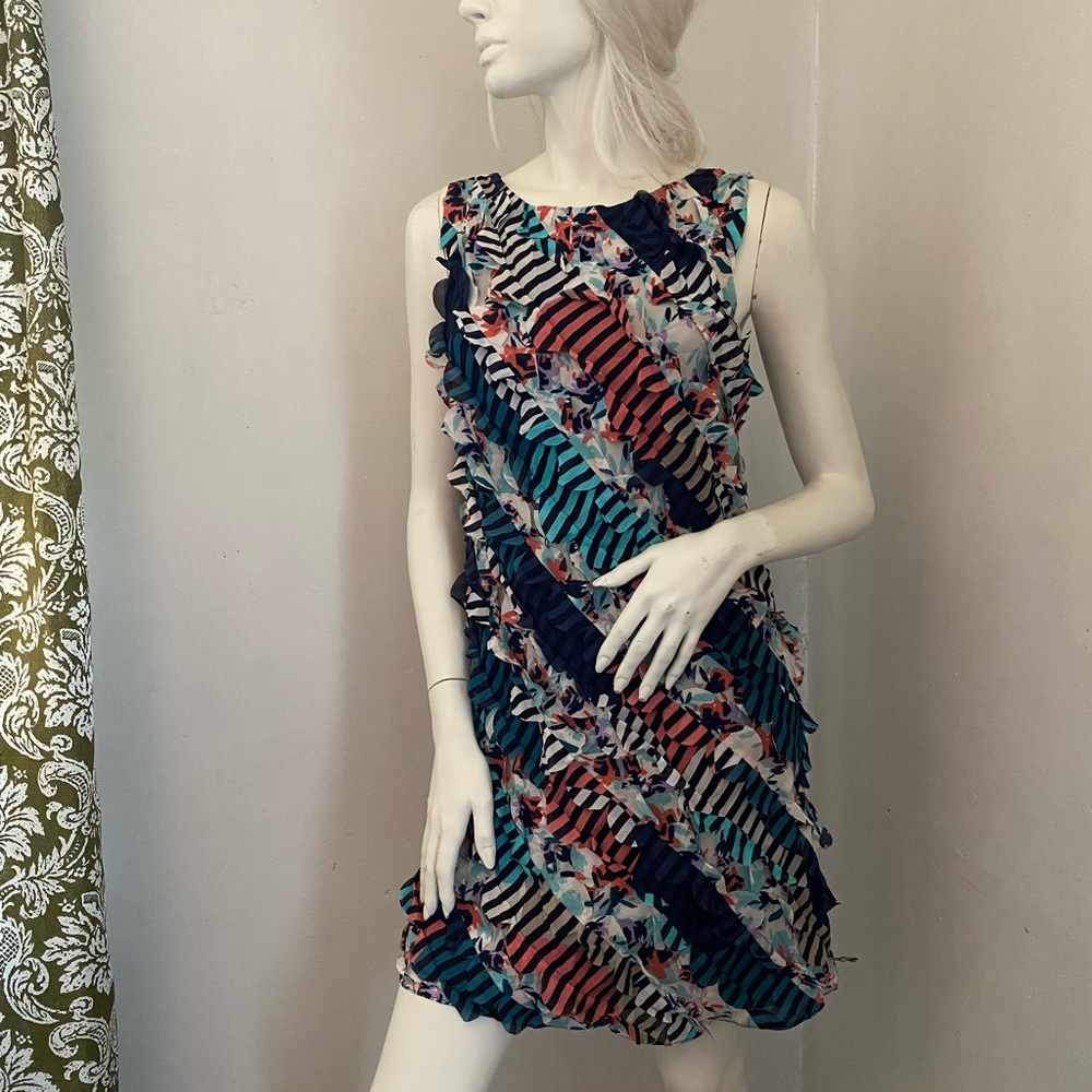 DVF Abstract Textured Sleeveless Mini Dress